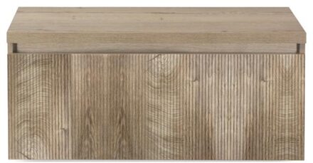 Frozen 3D Badmeubelset 100 cm - Greeplijst in Kleur - Inclusief Wastafelbovenblad Grain Oak