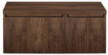 Frozen 3D Badmeubelset 100 cm - Greeplijst in Kleur - Wastafel Onderkast met Bovenblad Dark Oak