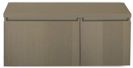 Frozen 3D Badmeubelset 100 cm - Greeplijst in Kleur - Wastafel Onderkast met Bovenblad Olive