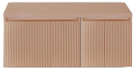 Frozen 3D Badmeubelset 100 cm - Greeplijst in Kleur - Wastafel Onderkast met Bovenblad Peach