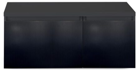 Frozen 3D Badmeubelset 100 cm - Greeplijst in Kleur - Wastafel Onderkast met Bovenblad Zwart Mat