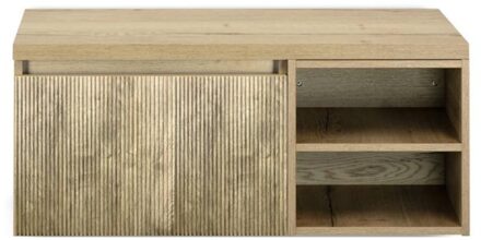 Frozen 3D Badmeubelset 100 cm - Greeplijst in Kleur - Wastafel Regaalkast met Bovenblad French Oak