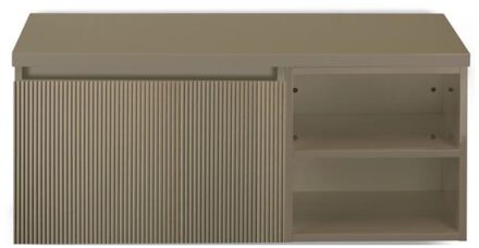 Frozen 3D Badmeubelset 100 cm - Greeplijst in Kleur - Wastafel Regaalkast met Bovenblad Olive