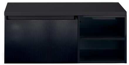 Frozen 3D Badmeubelset 100 cm - Greeplijst in Kleur - Wastafel Regaalkast met Bovenblad Zwart Mat