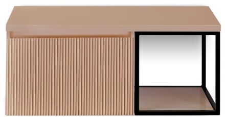 Frozen 3D Badmeubelset 100 cm - Greeplijst in Kleur - Zwart Frame - Wastafelbovenblad Peach