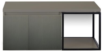 Frozen 3D Badmeubelset 100 cm - Greeplijst in Kleur - Zwart Frame - Wastafelbovenblad Petrol Mat