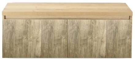 Frozen 3D Badmeubelset 120 cm - Greeplijst in Kleur - Inclusief Wastafelbovenblad French Oak