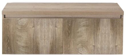 Frozen 3D Badmeubelset 120 cm - Greeplijst in Kleur - Inclusief Wastafelbovenblad Grain Oak