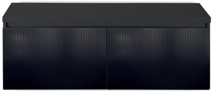 Frozen 3D Badmeubelset 120 cm - Greeplijst in Kleur - Inclusief Wastafelbovenblad Zwart Mat