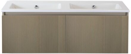 Frozen 3D Badmeubelset 120 cm - Greeplijst in Kleur - Olive - Keramische Wastafel Wit Zonder Kraangat