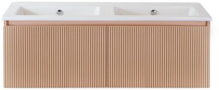 Frozen 3D Badmeubelset 120 cm - Greeplijst in Kleur - Peach - Keramische Wastafel Wit Zonder Kraangat