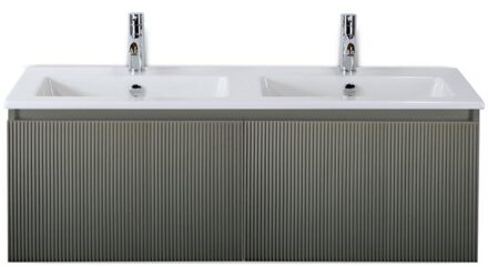 Frozen 3D Badmeubelset 120 cm - Greeplijst in Kleur - Petrol Mat - Keramische Wastafel Wit Dubbel 2 Kraangaten