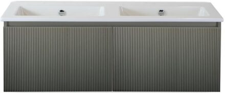 Frozen 3D Badmeubelset 120 cm - Greeplijst in Kleur - Petrol Mat - Keramische Wastafel Wit Zonder Kraangat