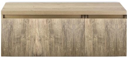 Frozen 3D Badmeubelset 120 cm - Greeplijst in Kleur - Wastafel Onderkast met Bovenblad French Oak