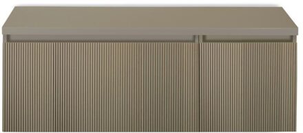 Frozen 3D Badmeubelset 120 cm - Greeplijst in Kleur - Wastafel Onderkast met Bovenblad Olive