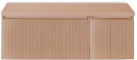 Frozen 3D Badmeubelset 120 cm - Greeplijst in Kleur - Wastafel Onderkast met Bovenblad Peach