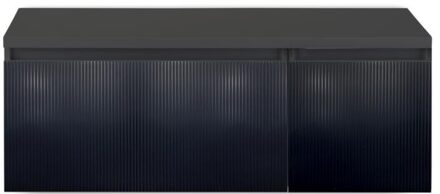 Frozen 3D Badmeubelset 120 cm - Greeplijst in Kleur - Wastafel Onderkast met Bovenblad Zwart Mat