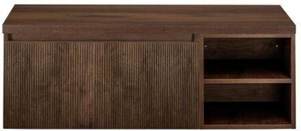 Frozen 3D Badmeubelset 120 cm - Greeplijst in Kleur - Wastafel Regaalkast met Bovenblad Dark Oak