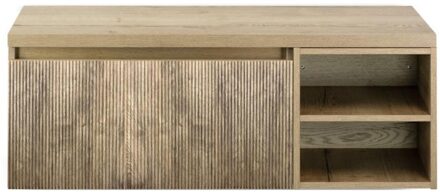 Frozen 3D Badmeubelset 120 cm - Greeplijst in Kleur - Wastafel Regaalkast met Bovenblad French Oak