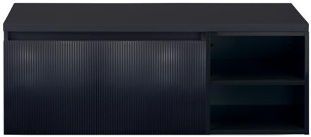 Frozen 3D Badmeubelset 120 cm - Greeplijst in Kleur - Wastafel Regaalkast met Bovenblad Zwart Mat