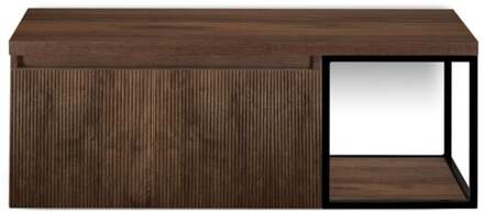 Frozen 3D Badmeubelset 120 cm - Greeplijst in Kleur - Zwart Frame - Wastafelbovenblad Dark Oak