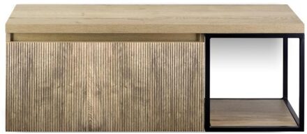 Frozen 3D Badmeubelset 120 cm - Greeplijst in Kleur - Zwart Frame - Wastafelbovenblad French Oak