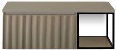 Frozen 3D Badmeubelset 120 cm - Greeplijst in Kleur - Zwart Frame - Wastafelbovenblad Olive