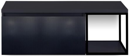 Frozen 3D Badmeubelset 120 cm - Greeplijst in Kleur - Zwart Frame - Wastafelbovenblad Zwart Mat