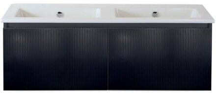 Frozen 3D Badmeubelset 120 cm - Greeplijst in Kleur - Zwart Mat - Keramische Wastafel Wit Zonder Kraangat