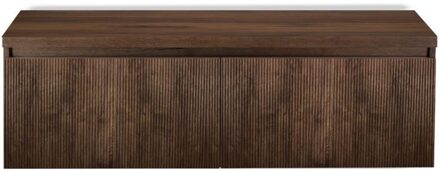 Frozen 3D Badmeubelset 140 cm - Greeplijst in Kleur - Inclusief Wastafelbovenblad Dark Oak