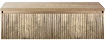 Frozen 3D Badmeubelset 140 cm - Greeplijst in Kleur - Inclusief Wastafelbovenblad French Oak