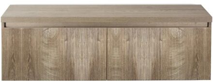 Frozen 3D Badmeubelset 140 cm - Greeplijst in Kleur - Inclusief Wastafelbovenblad Grain Oak