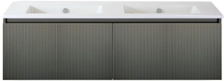 Frozen 3D Badmeubelset 140 cm - Greeplijst in Kleur - Petrol Mat - Keramische Wastafel Wit Zonder Kraangat