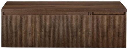 Frozen 3D Badmeubelset 140 cm - Greeplijst in Kleur - Wastafel Onderkast met Bovenblad Dark Oak