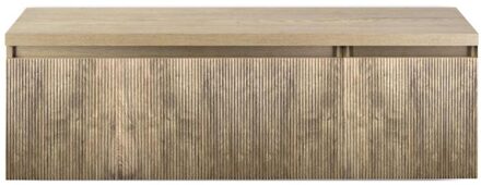 Frozen 3D Badmeubelset 140 cm - Greeplijst in Kleur - Wastafel Onderkast met Bovenblad French Oak