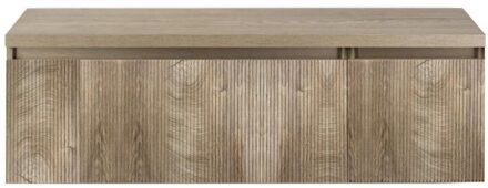 Frozen 3D Badmeubelset 140 cm - Greeplijst in Kleur - Wastafel Onderkast met Bovenblad Grain Oak