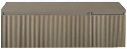 Frozen 3D Badmeubelset 140 cm - Greeplijst in Kleur - Wastafel Onderkast met Bovenblad Olive