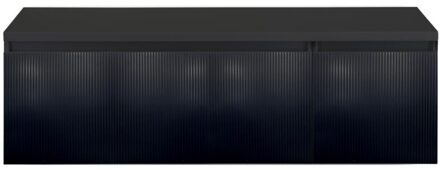 Frozen 3D Badmeubelset 140 cm - Greeplijst in Kleur - Wastafel Onderkast met Bovenblad Zwart Mat