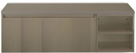 Frozen 3D Badmeubelset 140 cm - Greeplijst in Kleur - Wastafel Regaalkast met Bovenblad Olive