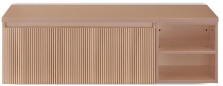 Frozen 3D Badmeubelset 140 cm - Greeplijst in Kleur - Wastafel Regaalkast met Bovenblad Peach