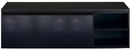 Frozen 3D Badmeubelset 140 cm - Greeplijst in Kleur - Wastafel Regaalkast met Bovenblad Zwart Mat