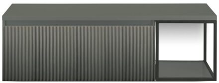 Frozen 3D Badmeubelset 140 cm - Greeplijst in Kleur - Zwart Frame - Wastafelbovenblad Petrol Mat