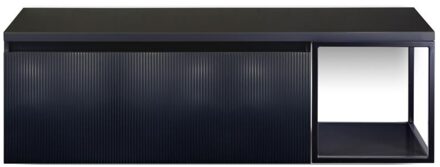 Frozen 3D Badmeubelset 140 cm - Greeplijst in Kleur - Zwart Frame - Wastafelbovenblad Zwart Mat