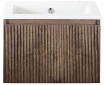 Frozen 3D Badmeubelset 60 cm - Greeplijst in Kleur - Charleston - Keramische Wastafel Wit Zonder Kraangat