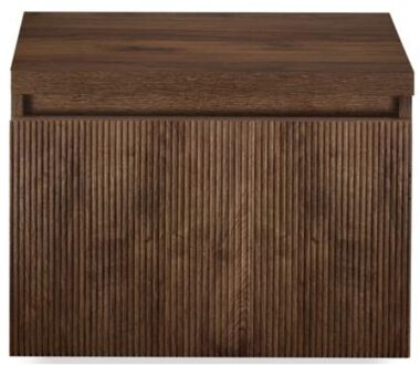 Frozen 3D Badmeubelset 60 cm - Greeplijst in Kleur - Inclusief Wastafelbovenblad Dark Oak