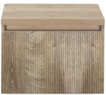 Frozen 3D Badmeubelset 60 cm - Greeplijst in Kleur - Inclusief Wastafelbovenblad Grain Oak