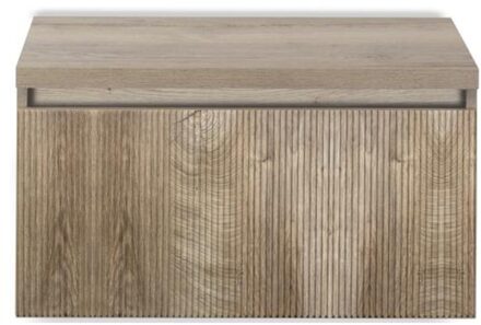 Frozen 3D Badmeubelset 80 cm - Greeplijst in Kleur - Inclusief Wastafelbovenblad Grain Oak