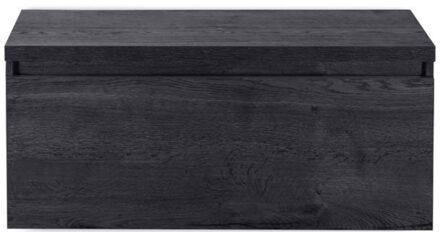 Frozen Badmeubelset 100 cm - Greeplijst in Kleur - Inclusief Wastafelbovenblad Black Oak