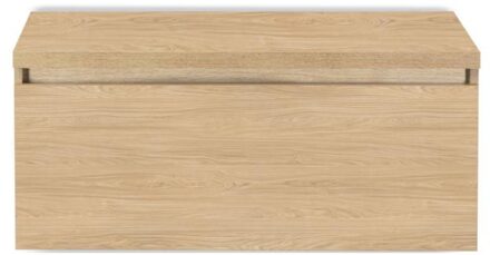 Frozen Badmeubelset 100 cm - Greeplijst in Kleur - Inclusief Wastafelbovenblad Casella Oak