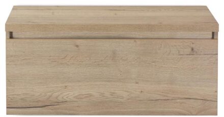 Frozen Badmeubelset 100 cm - Greeplijst in Kleur - Inclusief Wastafelbovenblad Natuur Eiken